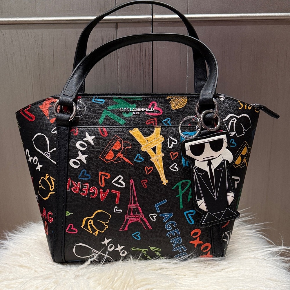 Karl Lagerfeld Paris Black Graffiti tote or crossbody